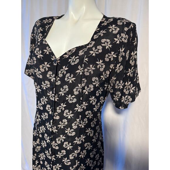 Vintage 80s SABRILA New York Floral Button Front Maxi Dress Large - Elaine Style - Picture 4 of 11